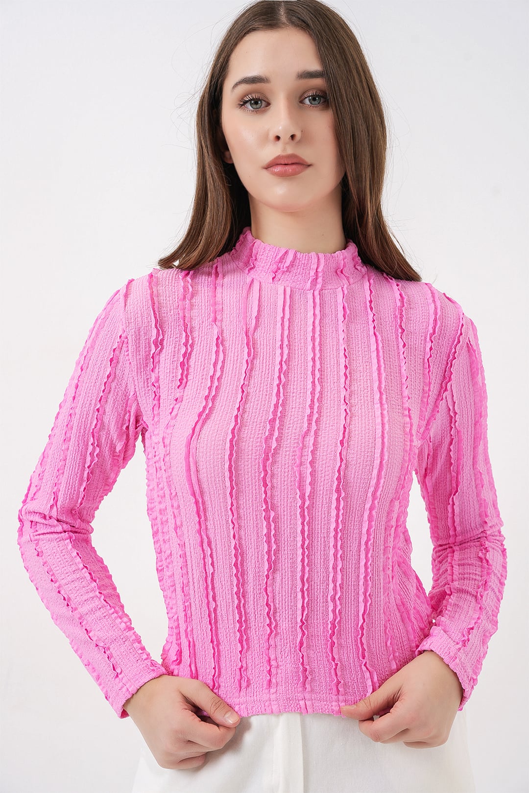 Women's Textured Stretch Knit Blouse 975 - Pink - Bigdart - by Peralane - photo 6