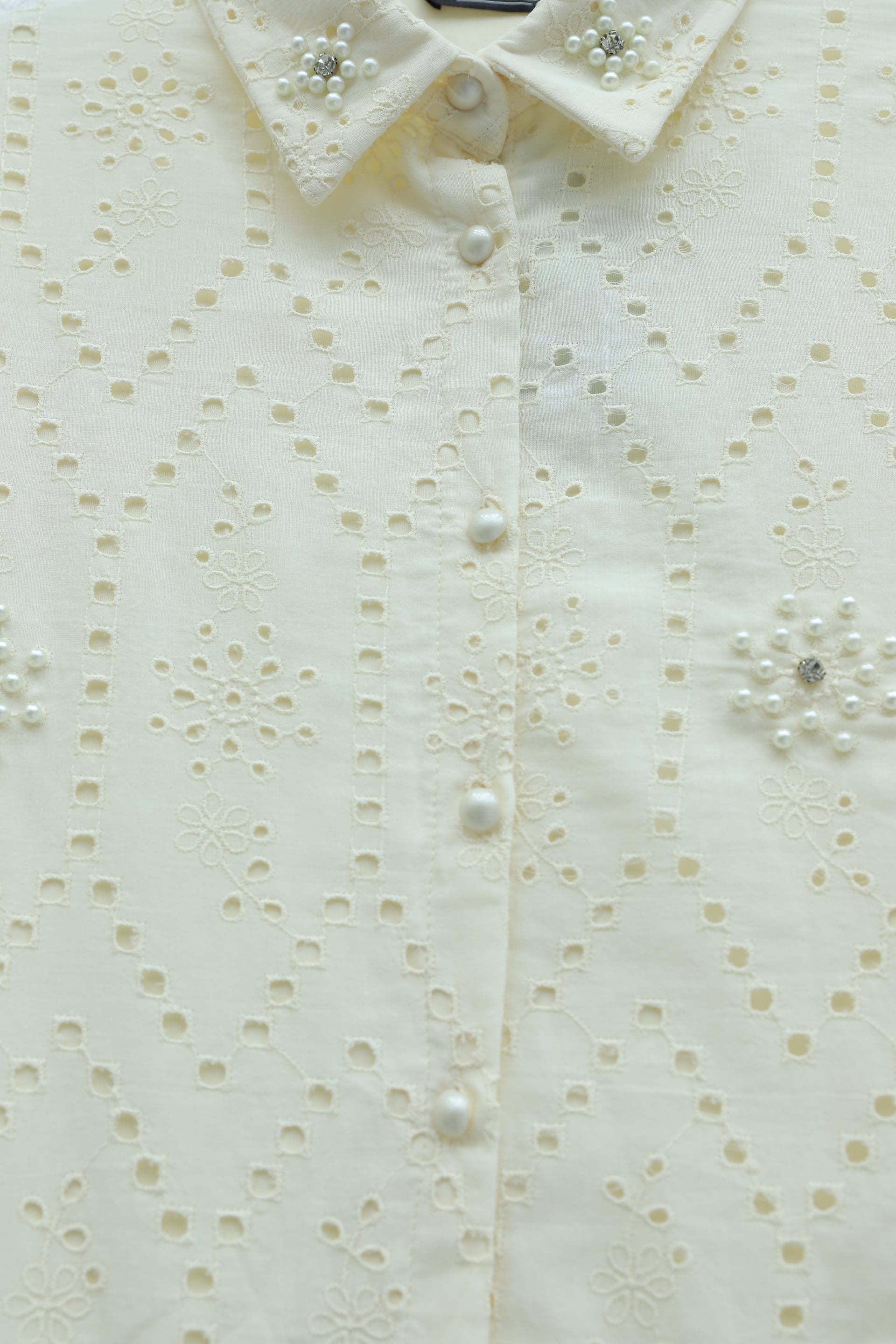 Pearl Detail Lined Scalloped Long Back Tunic - Beige - Podyumplus - by Peralane - photo 4