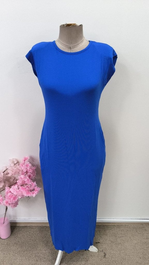 Women's Royal Blue Maxi Dress with Cap Sleeves and Side Pockets - Janes - by Peralane - photo 4