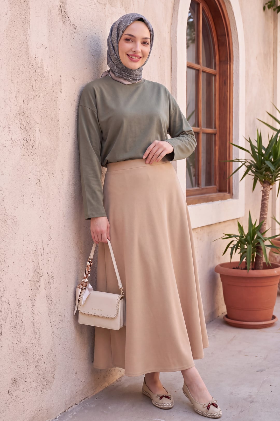 Vizon Lycra Crepe Flared A-Line Skirt - Podyumplus - by Peralane - photo 5