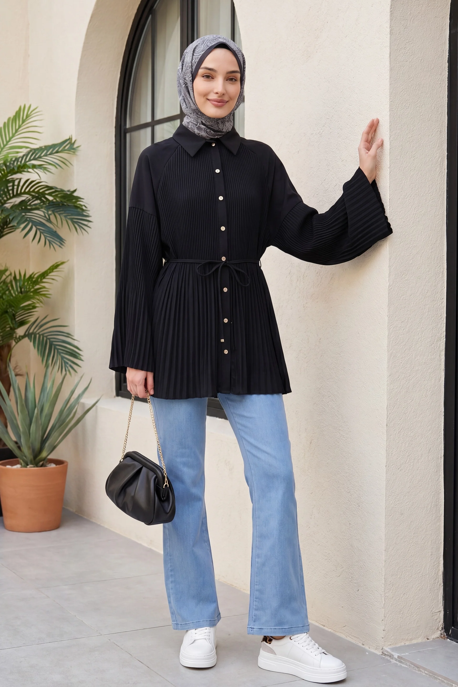 Women's Light Blue Drawstring Wide-Leg Denim Trousers - Podyumplus - by Peralane - photo 6