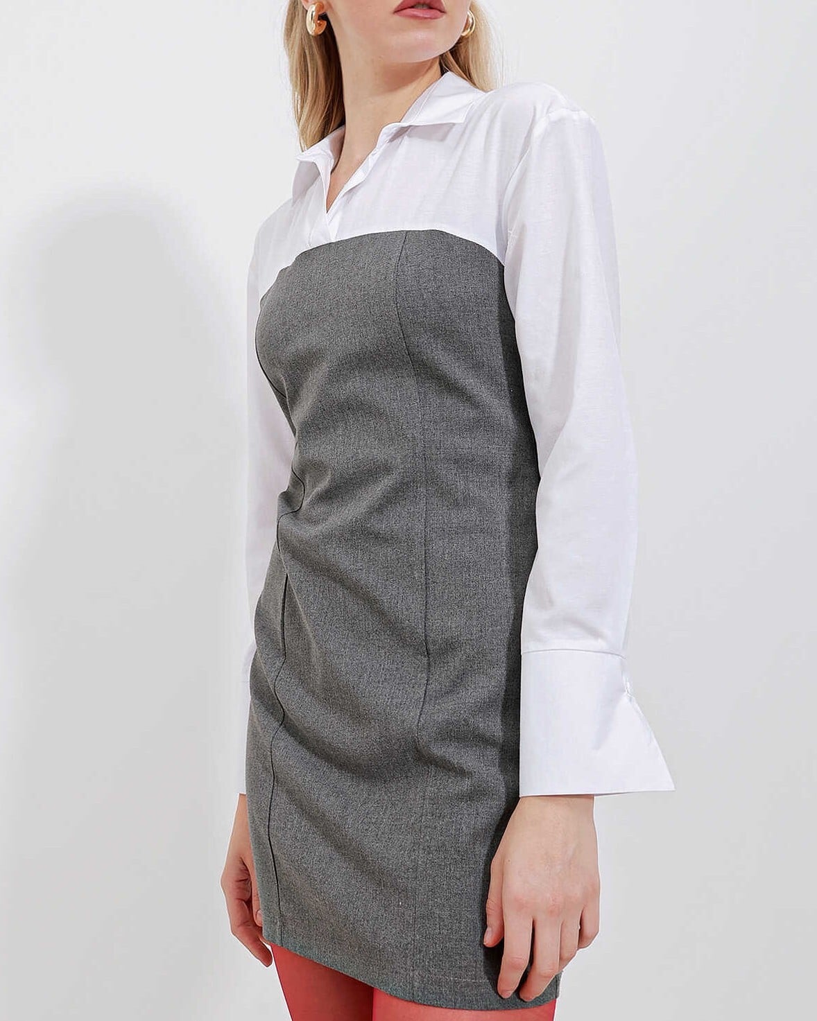 Shirt Detail Mini Dress - Anthracite - Bigdart - by Peralane - photo 2