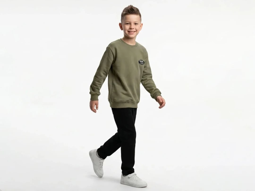 What Time Print Boys Sweatshirt - Olive Green - Tanem Kids - by Peralane