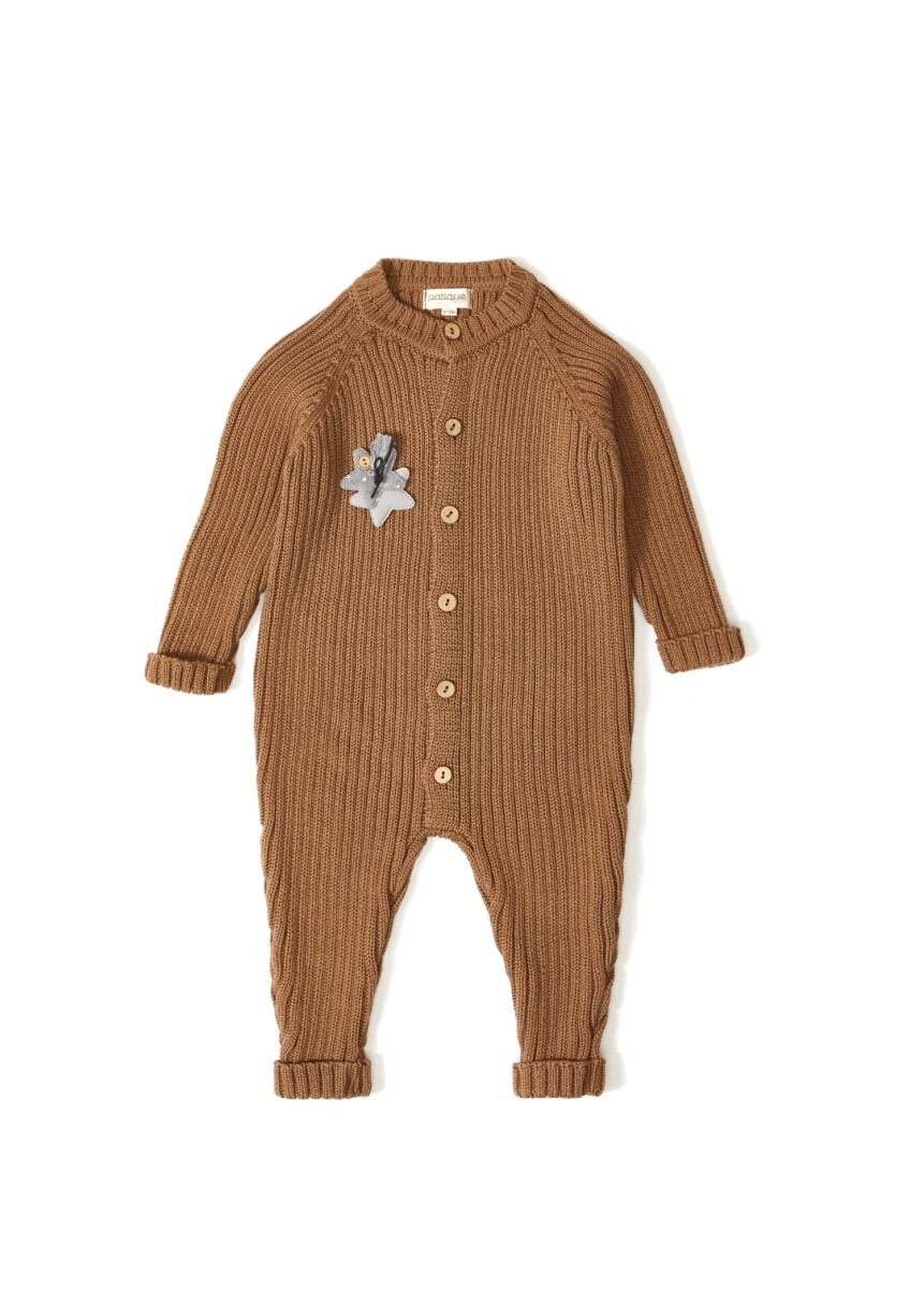 Organic Cotton Long Sleeve Romper with Button - Rose - Uludag Triko - by Peralane