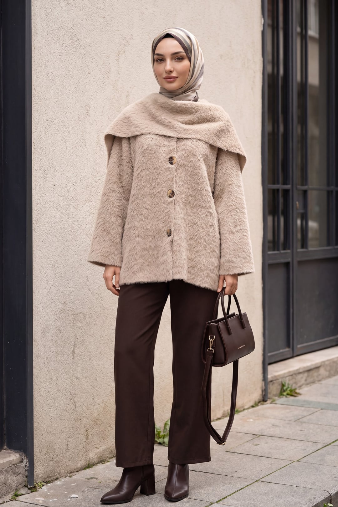 Shawl Collar Button Front Cardigan - Mink - Podyumplus - by Peralane - photo 4