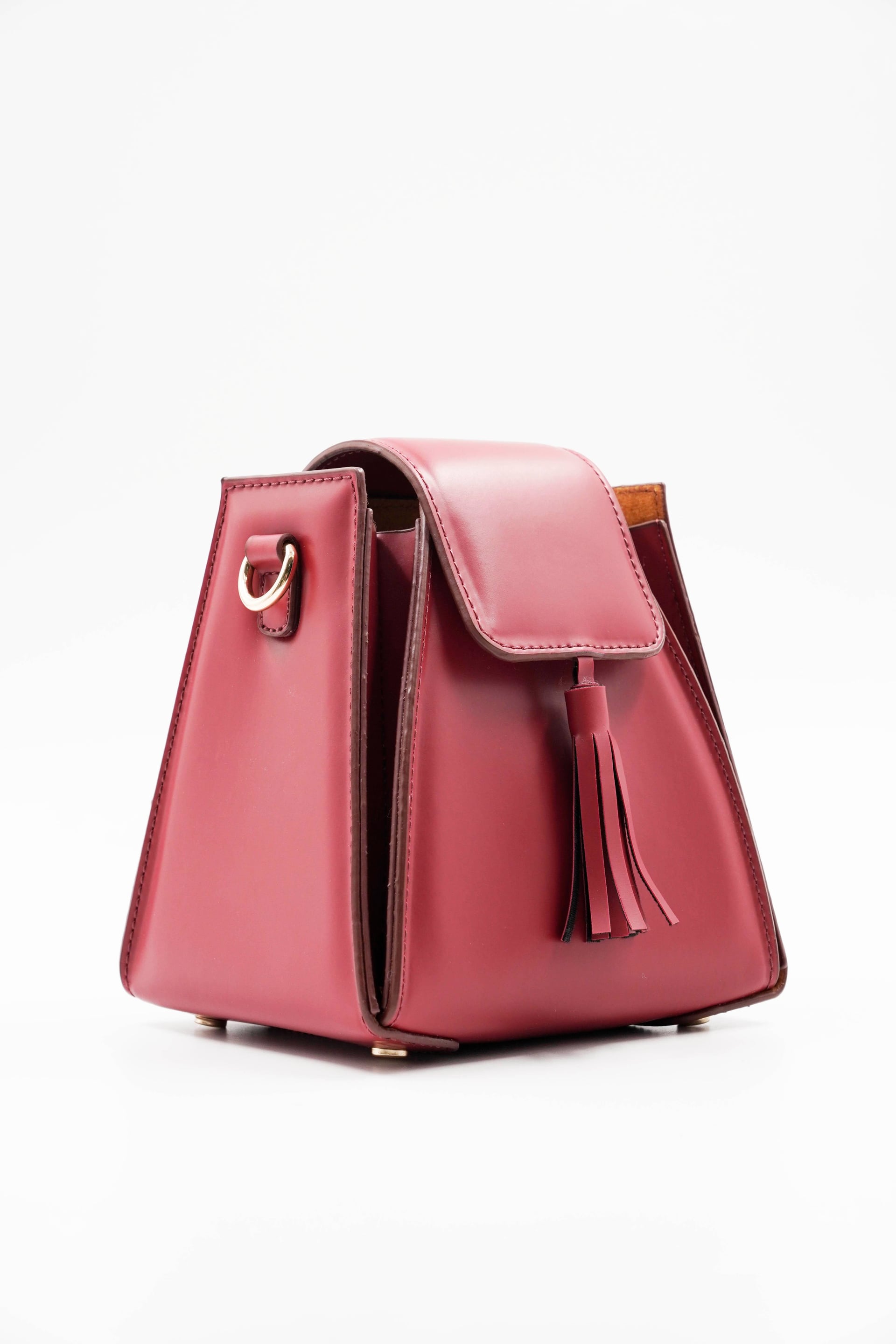 Pyramid Cherry Bordeaux Ring Detail Women's Handbag 2316 - Aron Atelier - by Peralane - photo 5