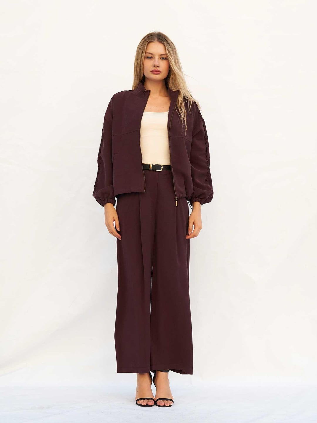 Horizontal Pocket Detail Palazzo Trousers - Lefon - by Peralane