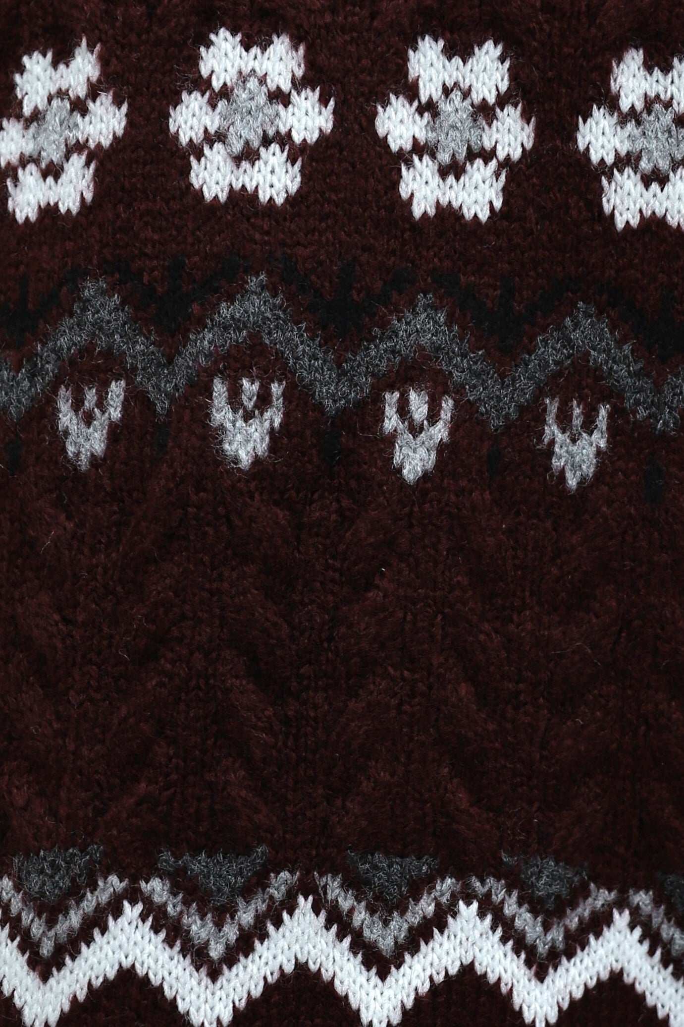 Round Neck Floral Ethnic Pattern Knit Tunic Sweater - Burgundy - Podyumplus - by Peralane - photo 8