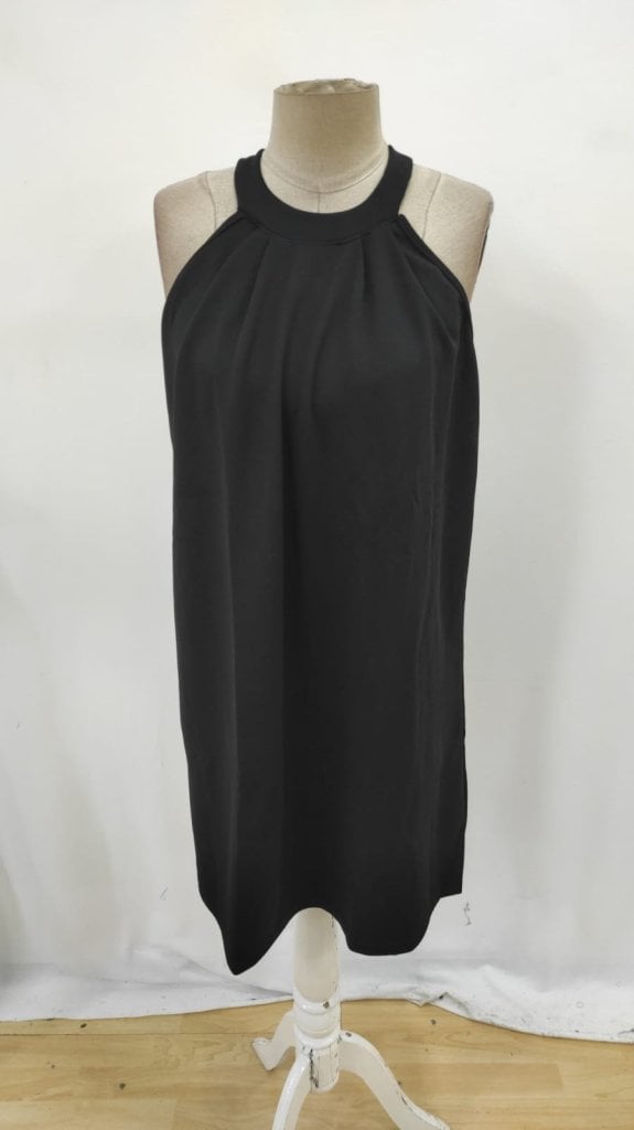 Women's Black Halter Neck Sleeveless Crepe Dress with Lace Back Detail - Janes - by Peralane - photo 4