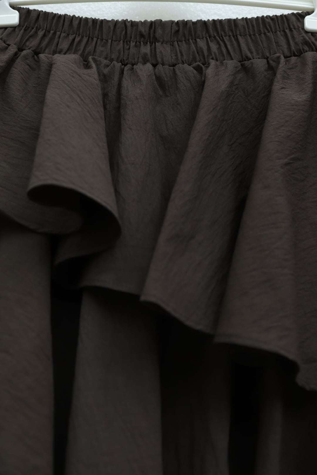 Elastic Waist Tiered Lined Cupra Skirt - Brown - Podyumplus - by Peralane - photo 5