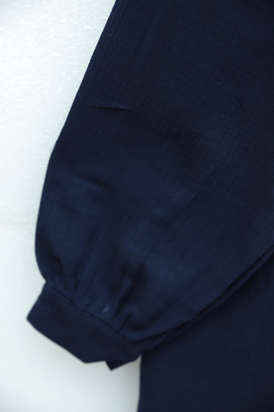 Navy Blue Half Button Muslin Dress with Ribbed Front - Podyumplus - by Peralane - photo 8