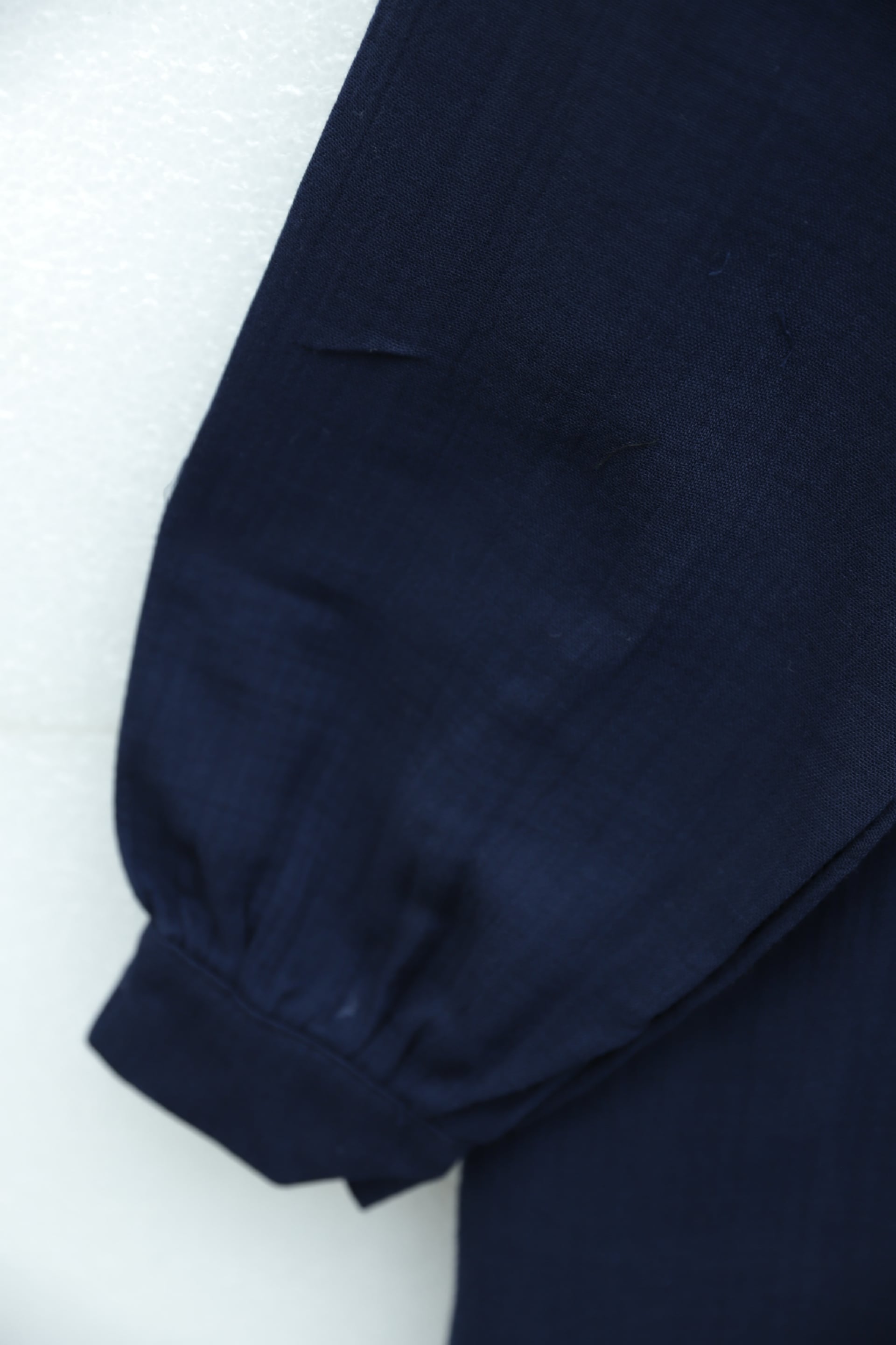 Navy Blue Half Button Muslin Dress with Ribbed Front - Podyumplus - by Peralane - photo 8