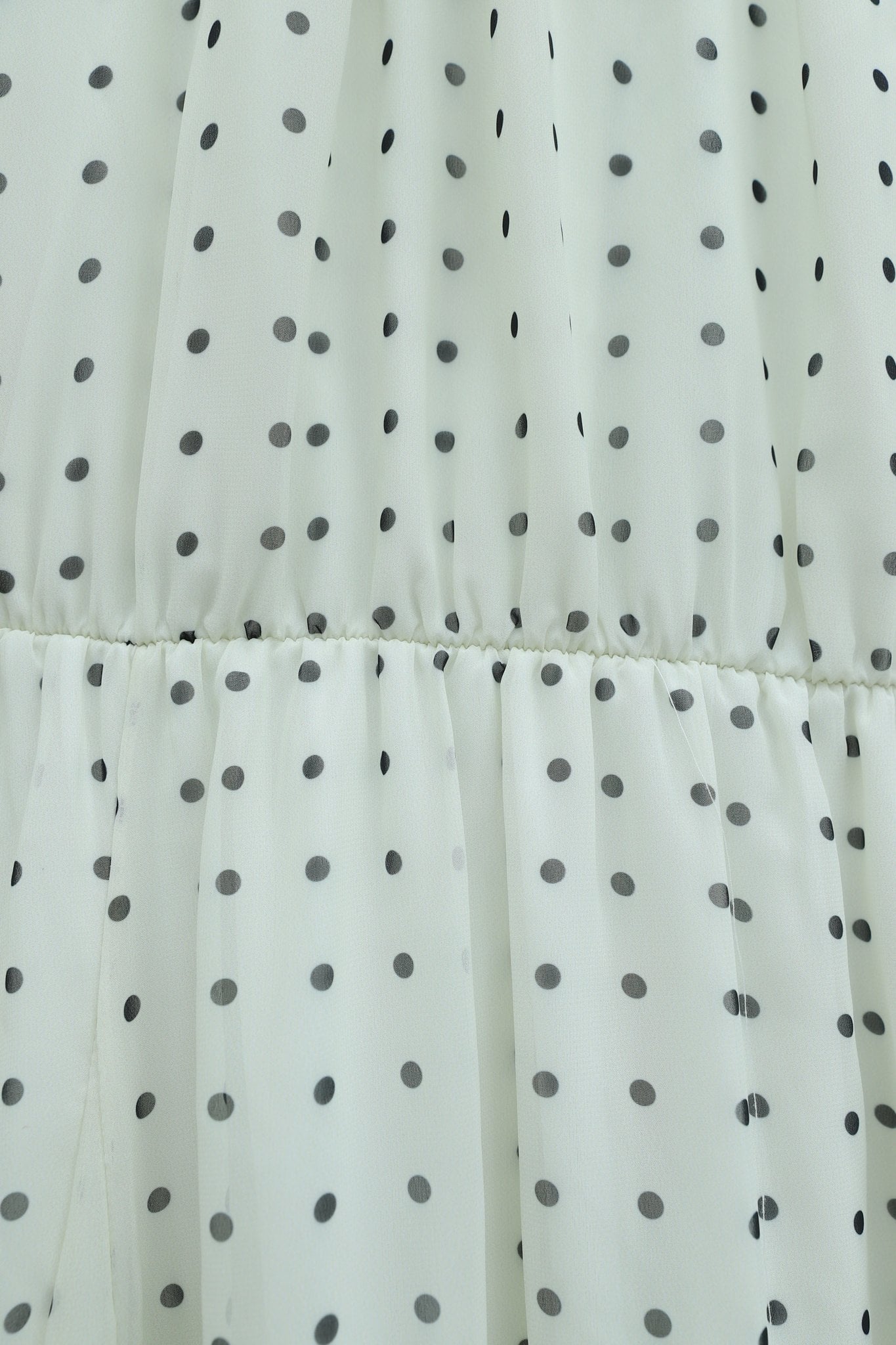 White Polka Dot Long Chiffon Dress with Lined and Elasticated Waist - Podyumplus - by Peralane - photo 7
