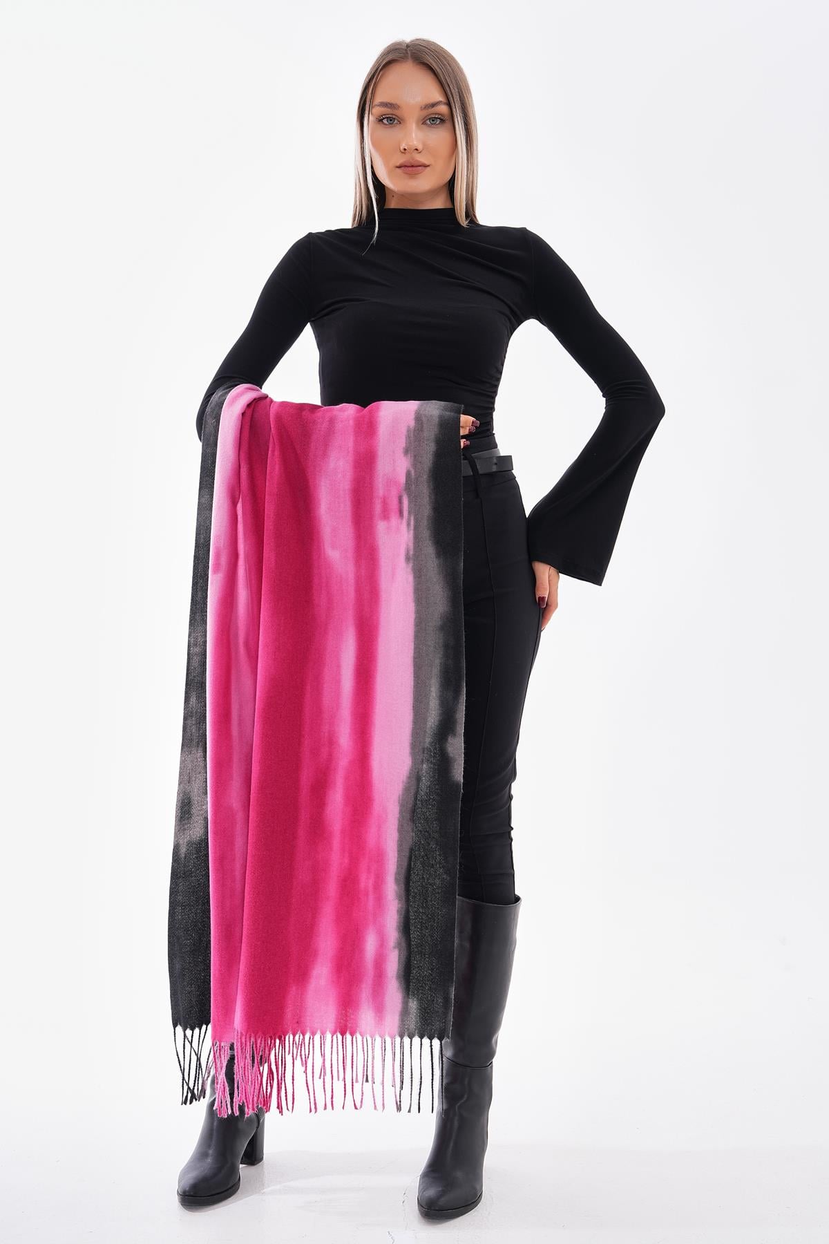 Batik Print Fuchsia Fringed Scarf - Nesvay - by Peralane - photo 2