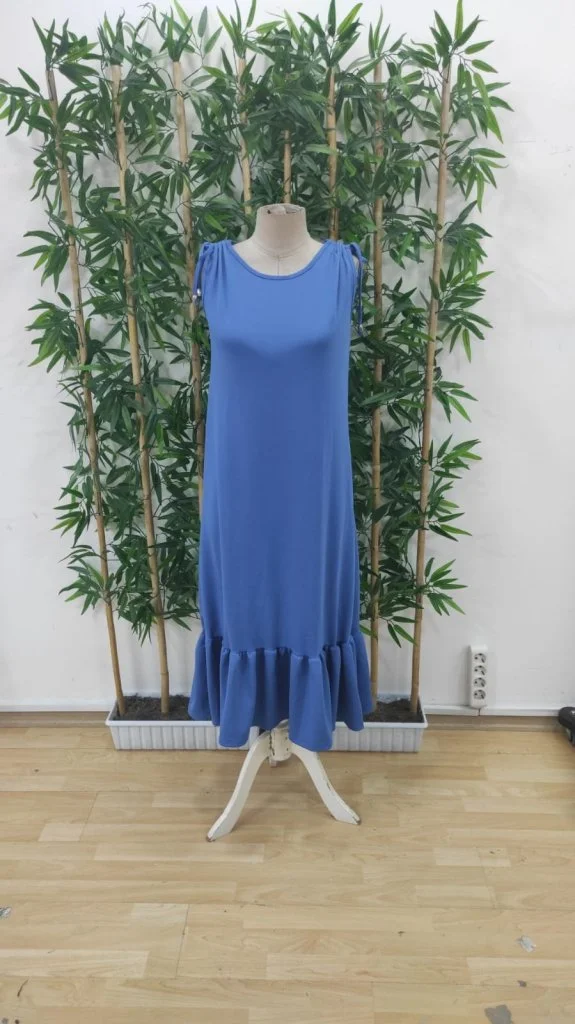 Women's Royal Blue Sleeveless Midi Dress with Ruffled Hem - Janes - by Peralane - photo 4