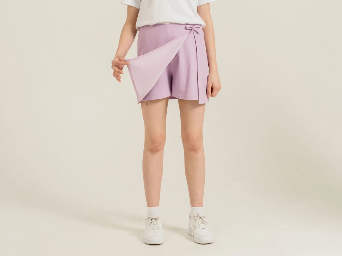 Girls' Bow Detail Shorts Skirt - Lavender - Nickel - by Peralane