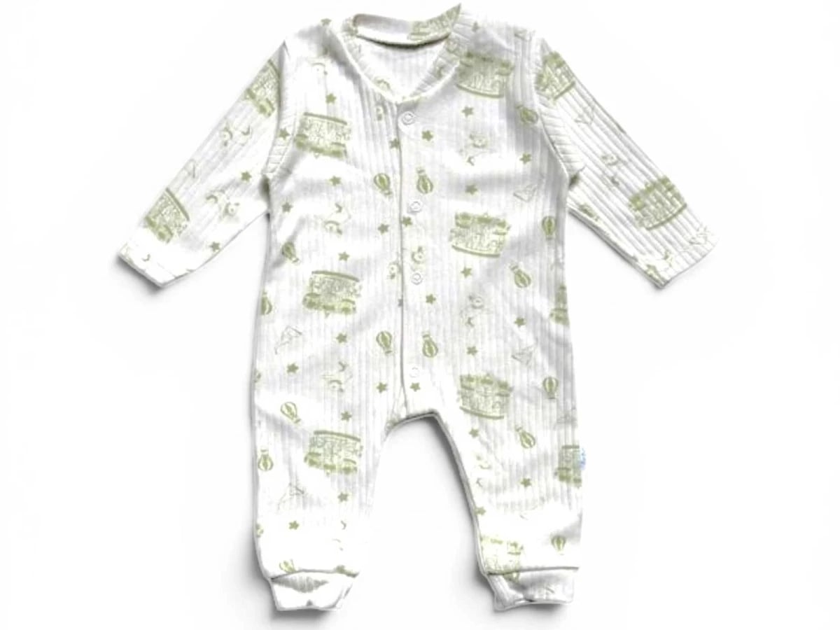 Lunapark Print Baby Romper with Feet - Green - Supermini - by Peralane
