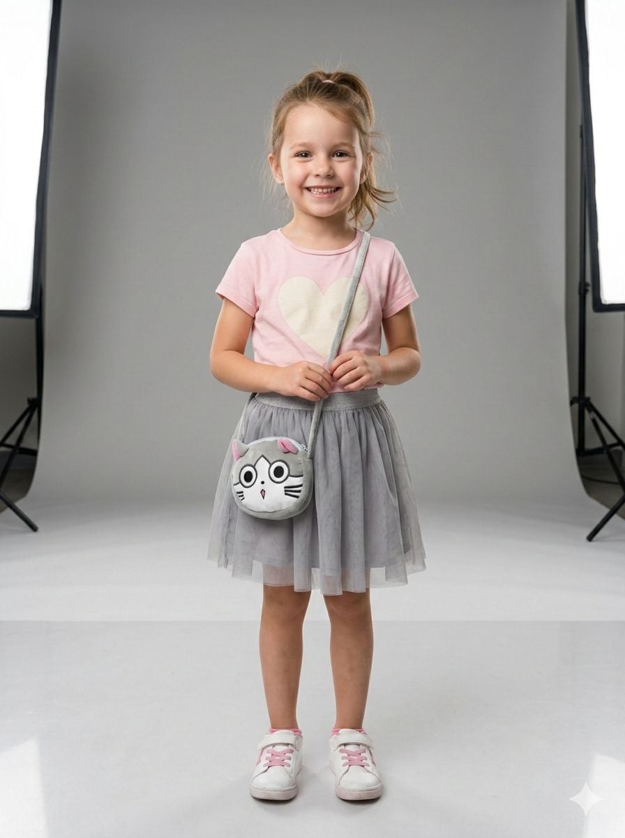 Grey Bear-Face Kids' Shoulder Bag - Nesvay - by Peralane