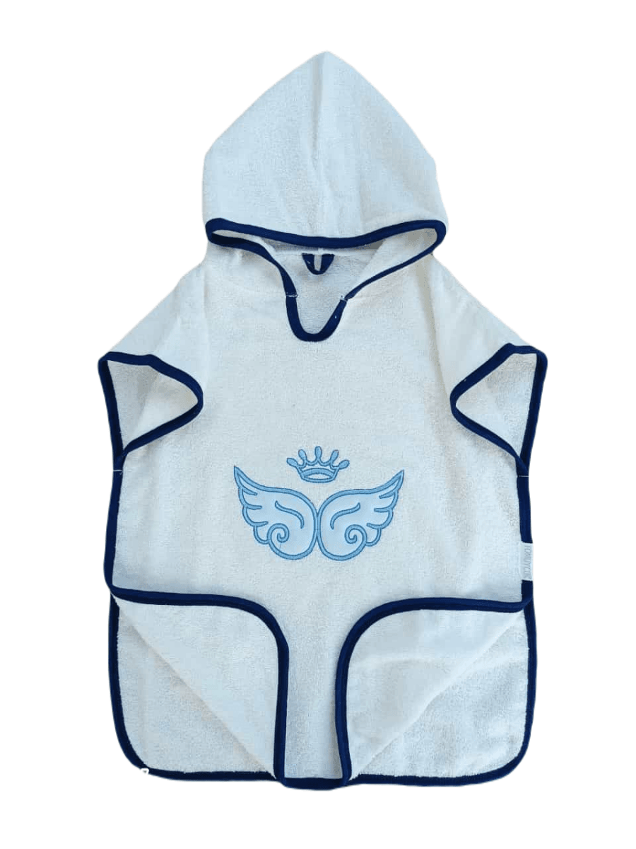Baby Hooded Towel Pareo 0-18M - Indigo Trim - Tomuycuk - by Peralane