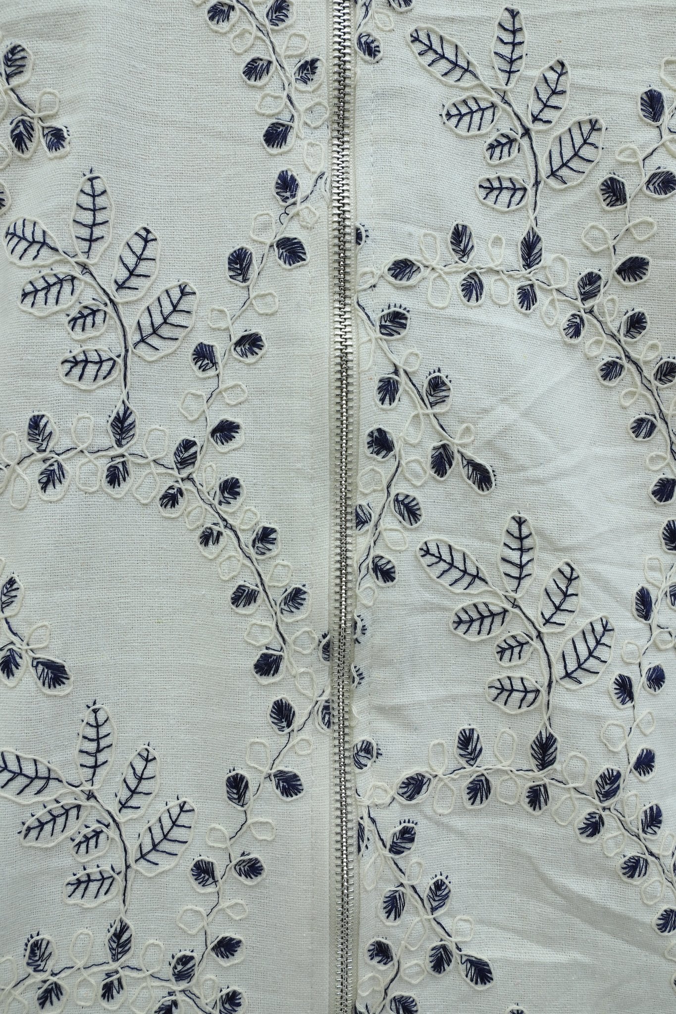 Round Neck Zip Embroidered Pocket Linen Look Jacket - Stone - Podyumplus - by Peralane - photo 4