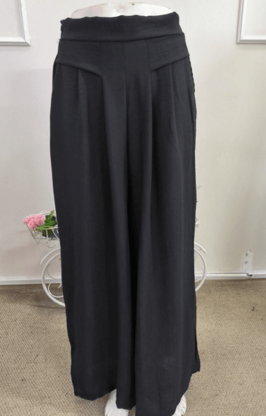 High-Waist Wide-Leg Trousers, Black - Janes - by Peralane - photo 5