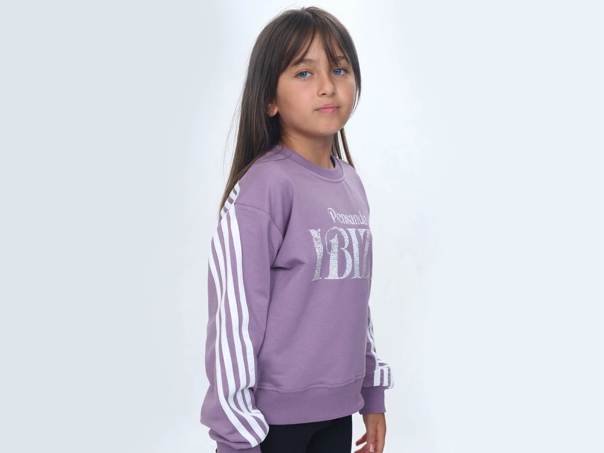 Lavender Girls' Sweatshirt with Sequined 'Pensacola IBIZA' Print - Pack of 5 - Vizviz - by Peralane