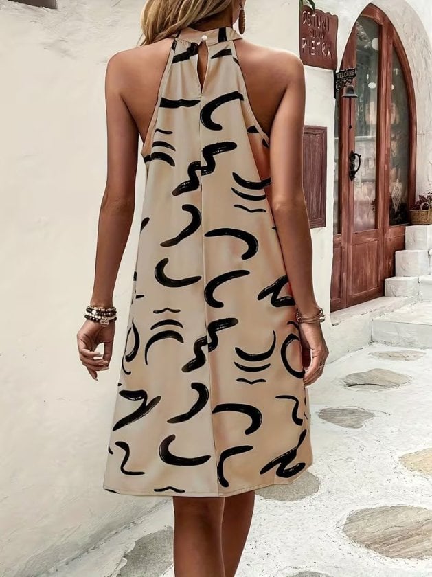 Women's Sleeveless Halter Neck Print Short Suprem Dress - Janes - by Peralane - photo 4