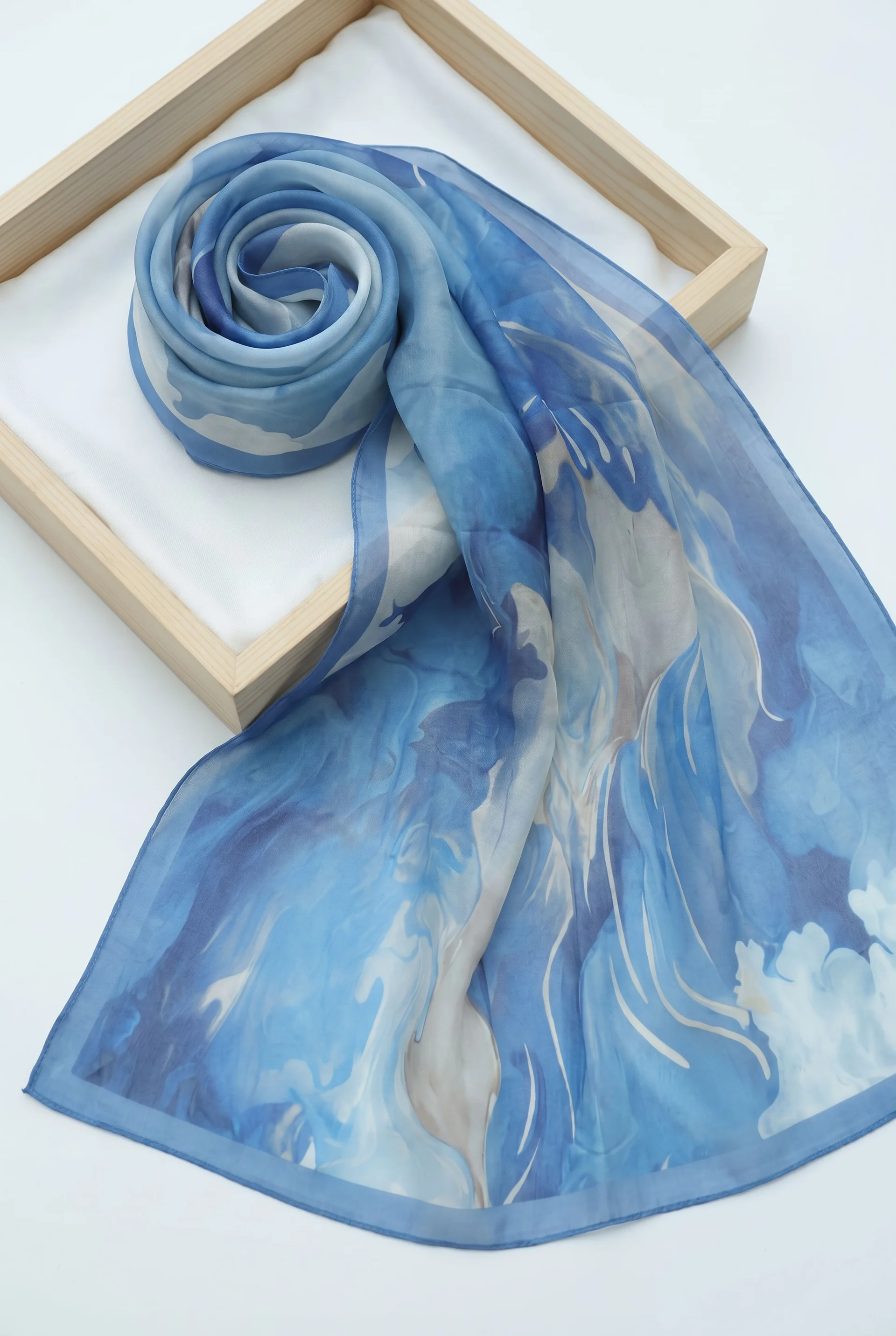 Natural Viscose Shawl - Blue - Podyumplus - by Peralane - photo 2