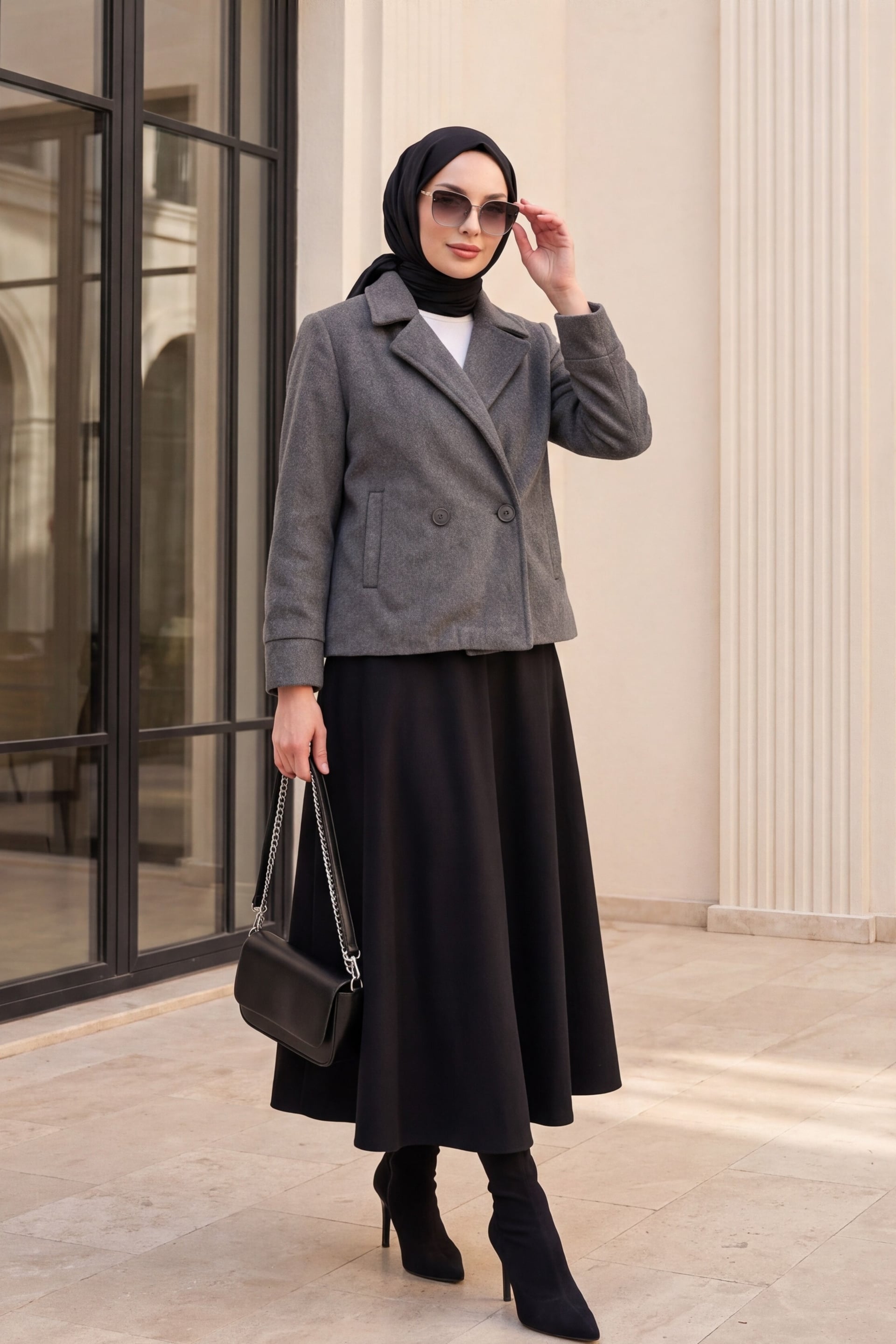 Women's Short Coat 0725 - Grey - Bigdart - by Peralane - photo 3