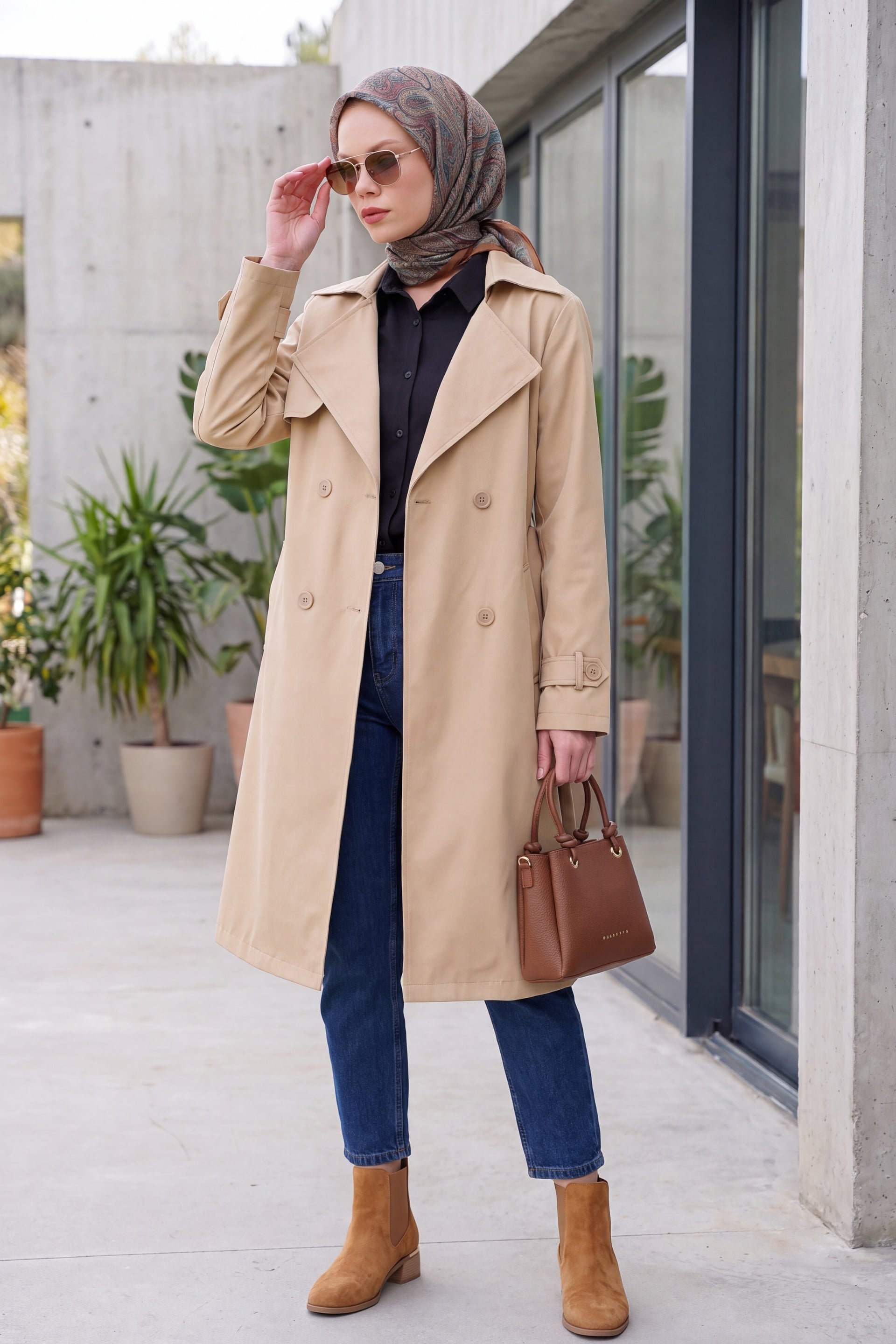 Double-Breasted Trench Coat in Light Beige - Bigdart - by Peralane - photo 2