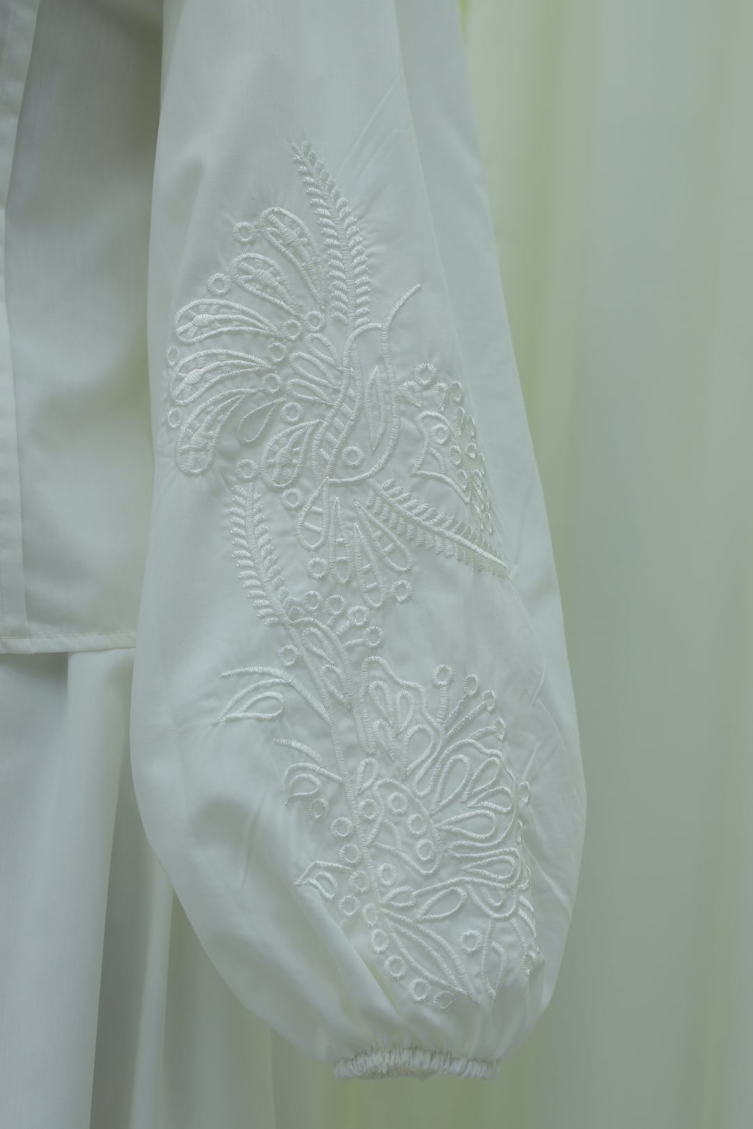 Wide Collar Tie-Front Sleeve Elastic Lined Poplin Set - White - Podyumplus - by Peralane - photo 7