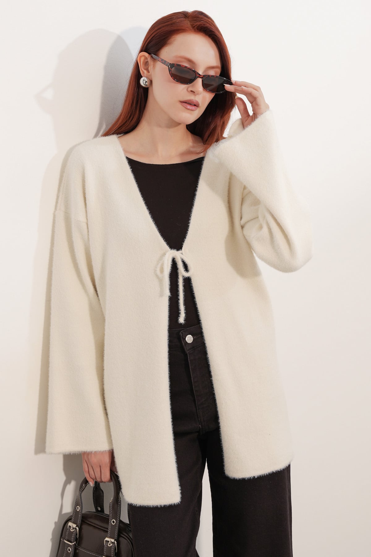 Women's Oversize Knit Cardigan 15972 - Cream - Bigdart - by Peralane - photo 2