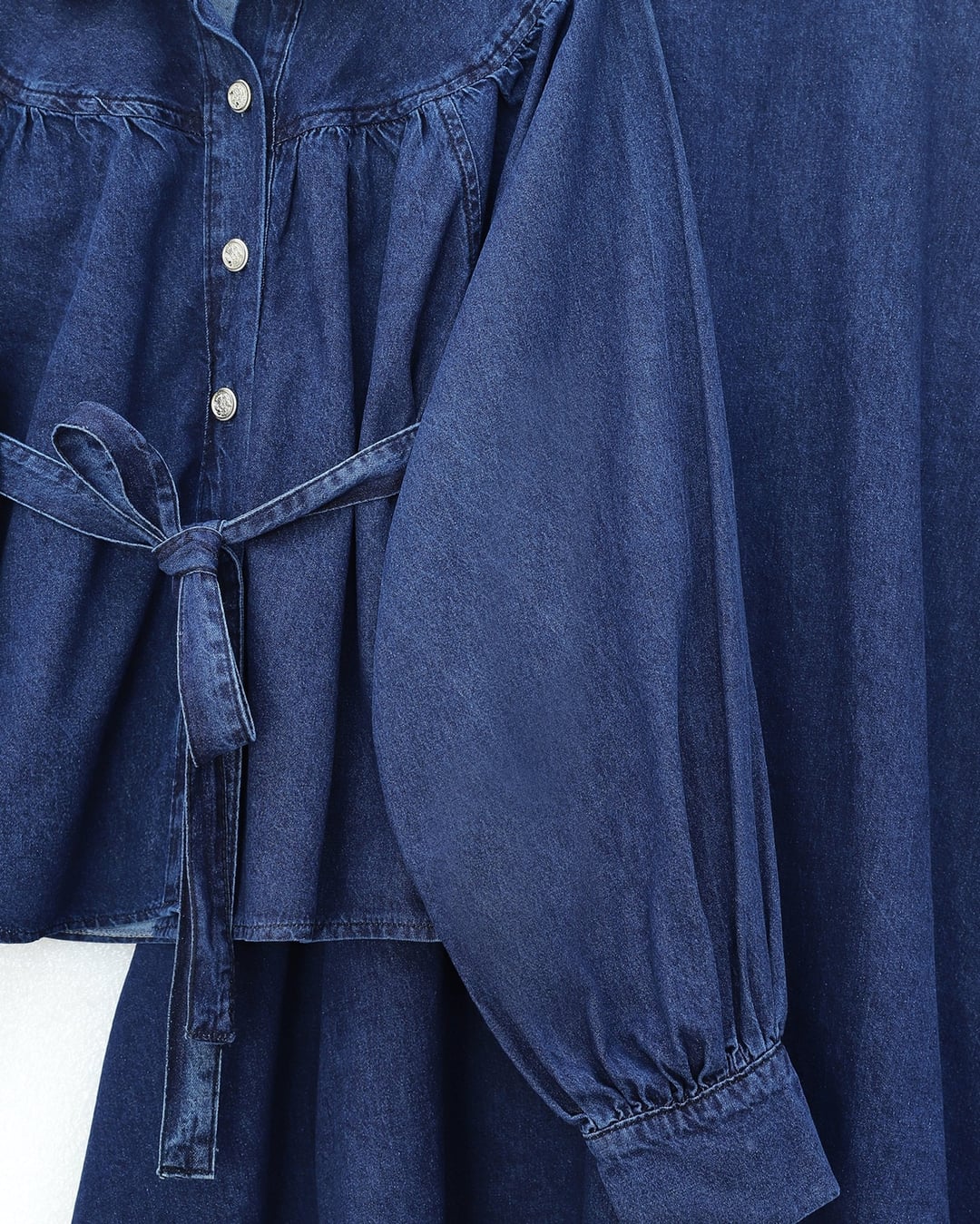 Women's Denim Two-Piece Set with Belted Skirt - Dark Blue - Podyumplus - by Peralane - photo 6