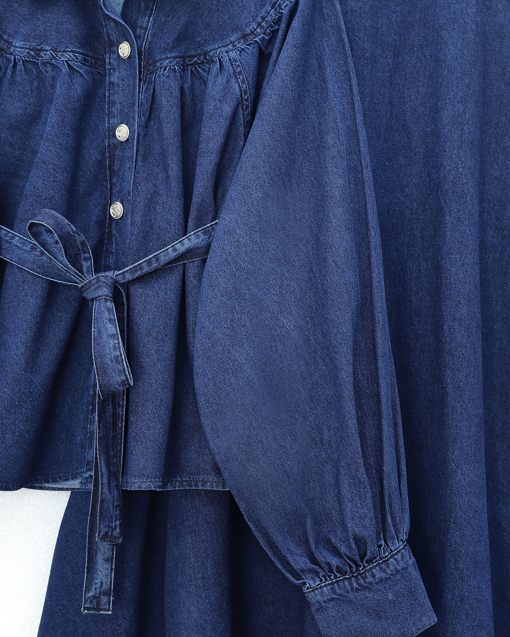 Women's Denim Two-Piece Set with Belted Skirt - Dark Blue - Podyumplus - by Peralane - photo 6