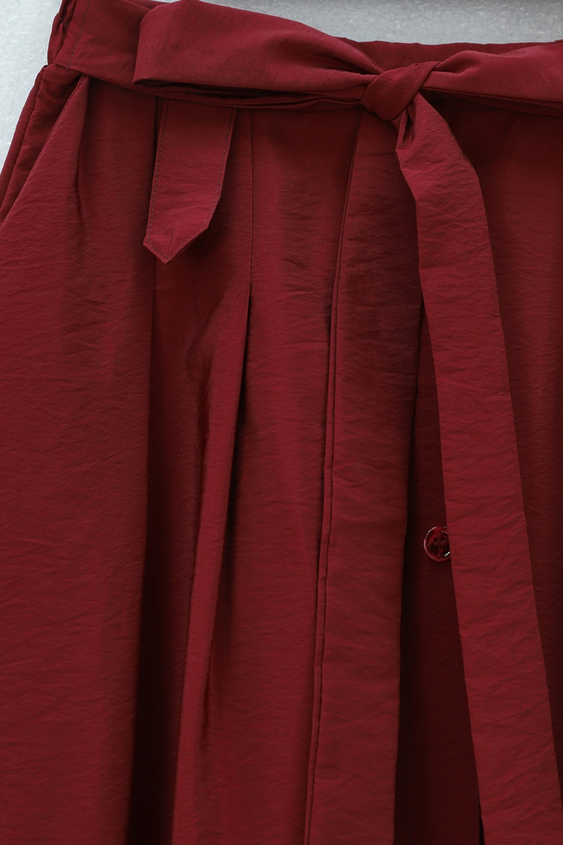 Button-Front Lace-Up Parachute Skirt - Burgundy - Podyumplus - by Peralane - photo 5