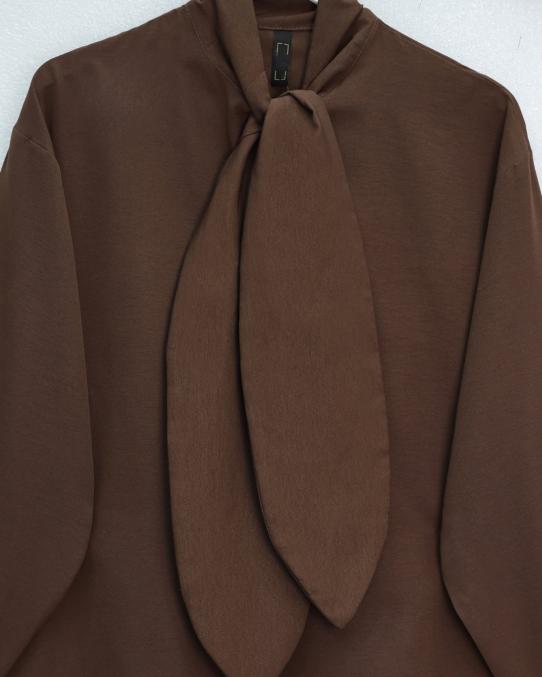 Tie-Neck Buttoned Oversize Blouse - Brown - Podyumplus - by Peralane - photo 5