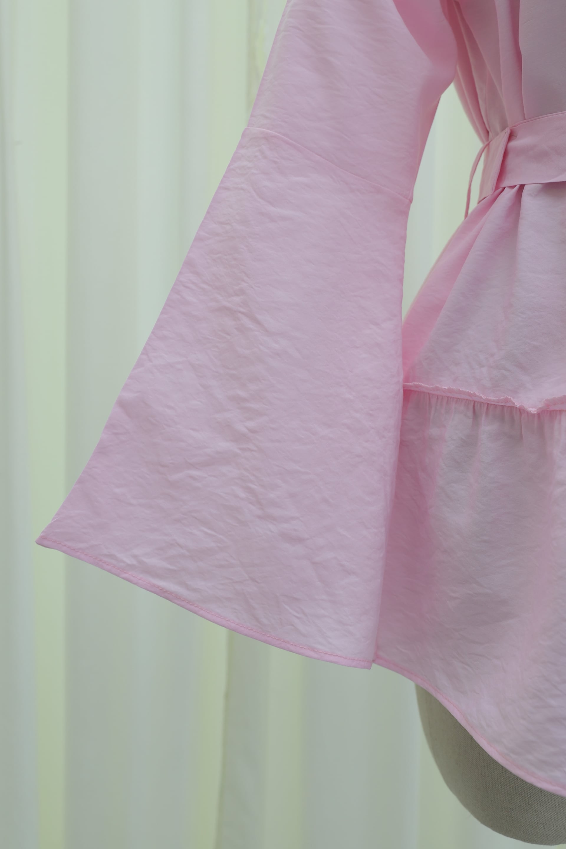 Tie-Neck Belted Paneled Polyviscose Tunic - Pink - Podyumplus - by Peralane - photo 7