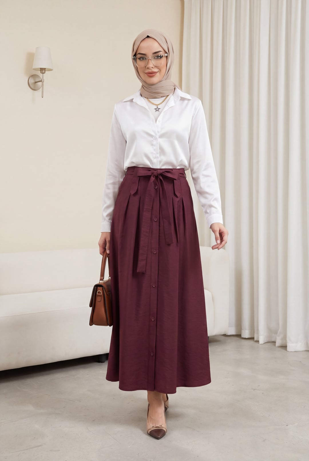 Lightweight Flowing Satin Shirt - White - Bigdart - by Peralane - photo 3