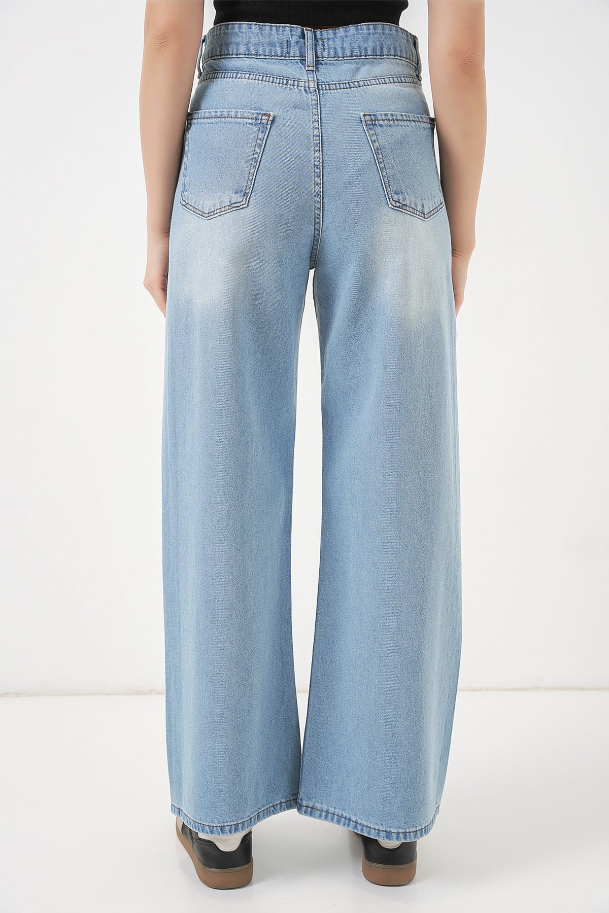 Women's High Waist Wide Leg Palazzo Denim Jeans - Light Blue - Bigdart - by Peralane - photo 7
