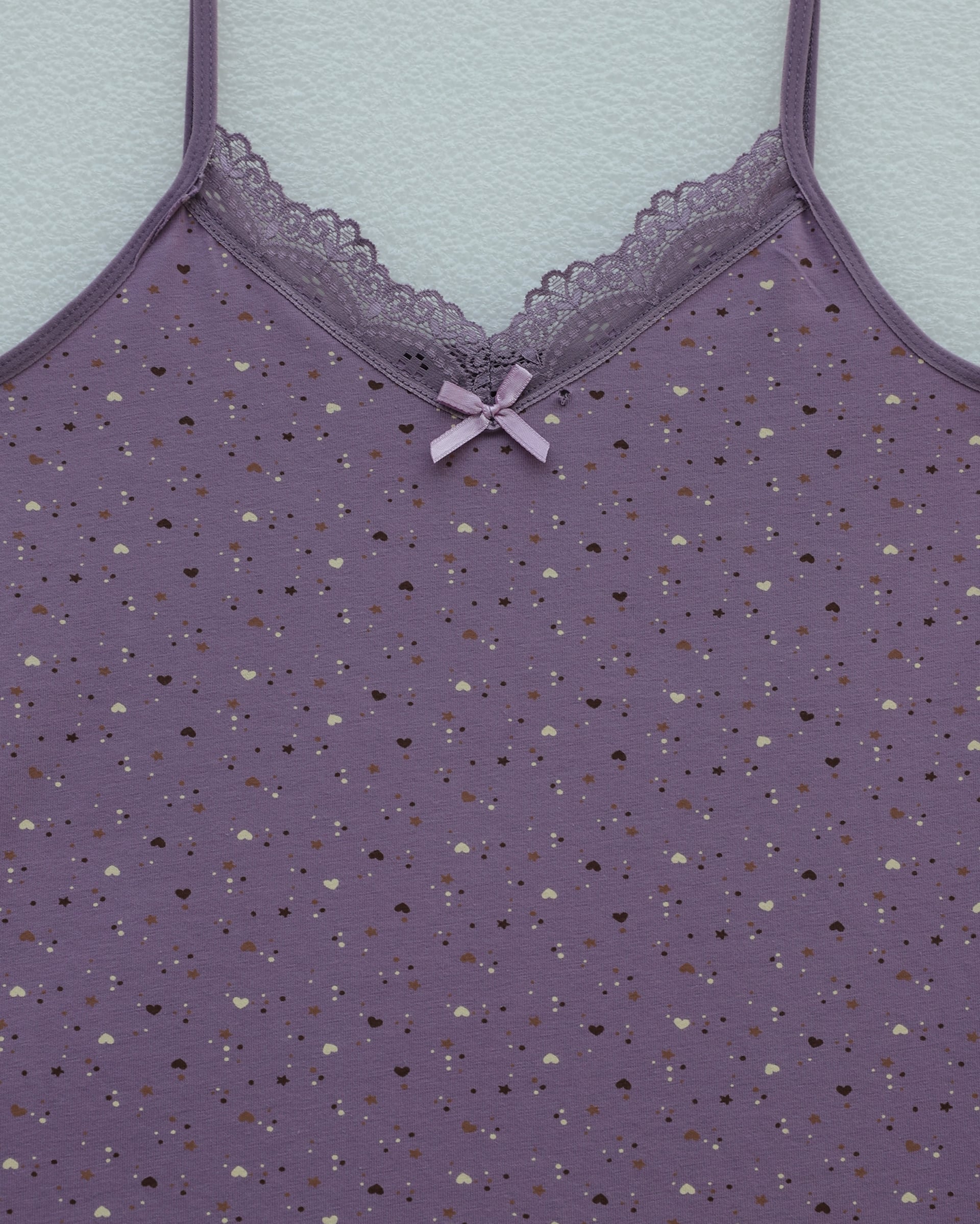 Purple Lace Trim Spaghetti Strap Camisole with Scattered Dot Print - Podyumplus - by Peralane - photo 3