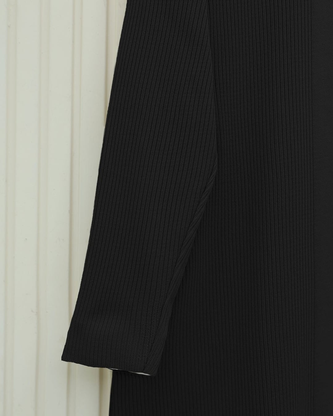 Long Ribbed Knit Cardigan with Side Slits - Black - Podyumplus - by Peralane - photo 7