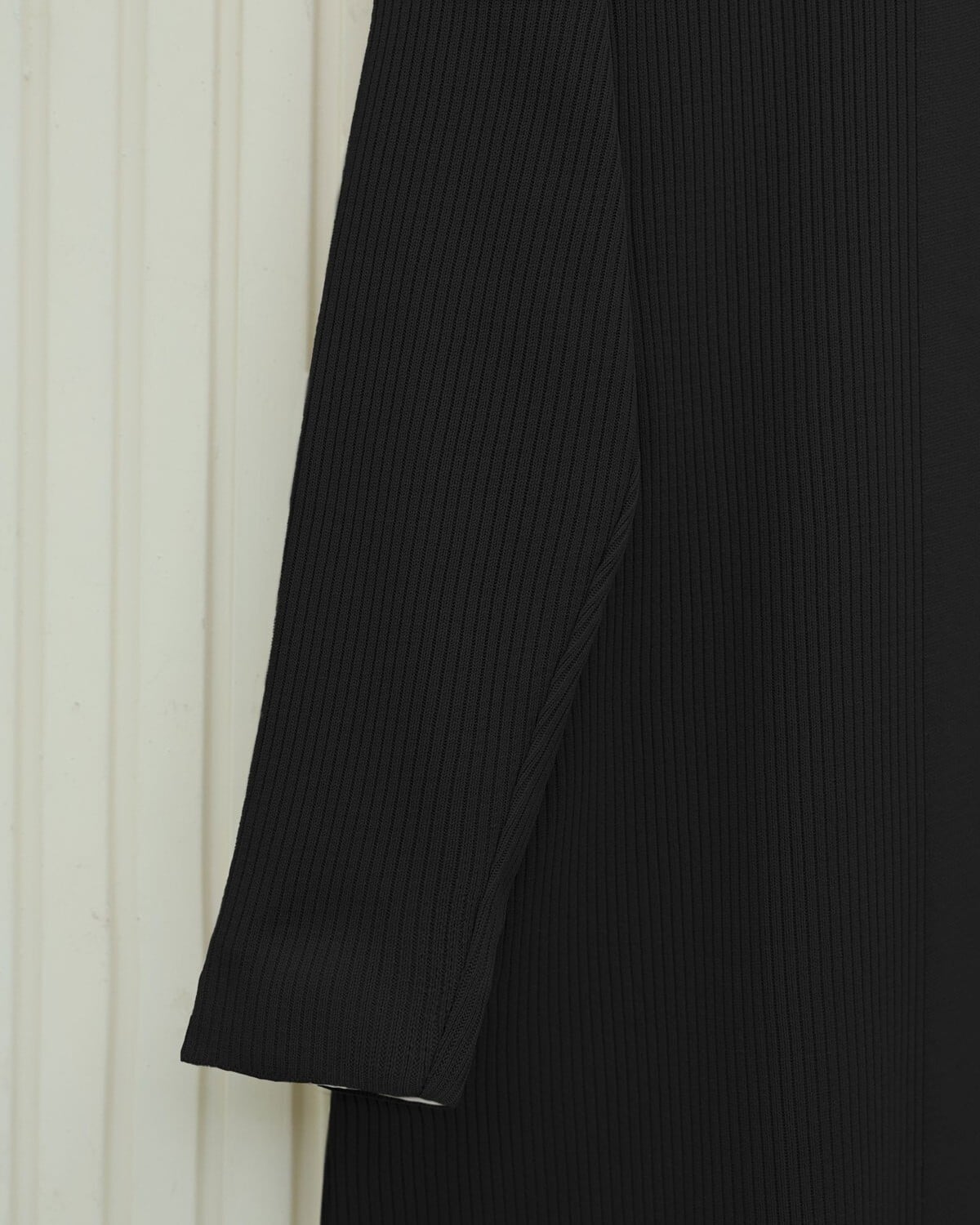 Long Ribbed Knit Cardigan with Side Slits - Black - Podyumplus - by Peralane - photo 7