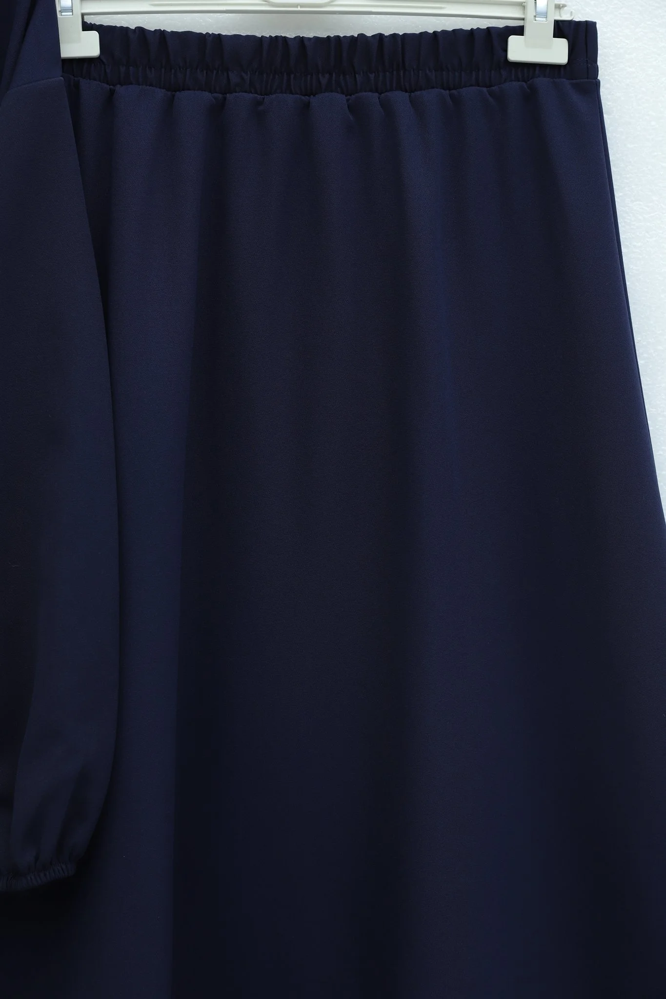 Navy Blue Crepe Modest Dress Set with Belt and Elastic Cuffs - Podyumplus - by Peralane - photo 7