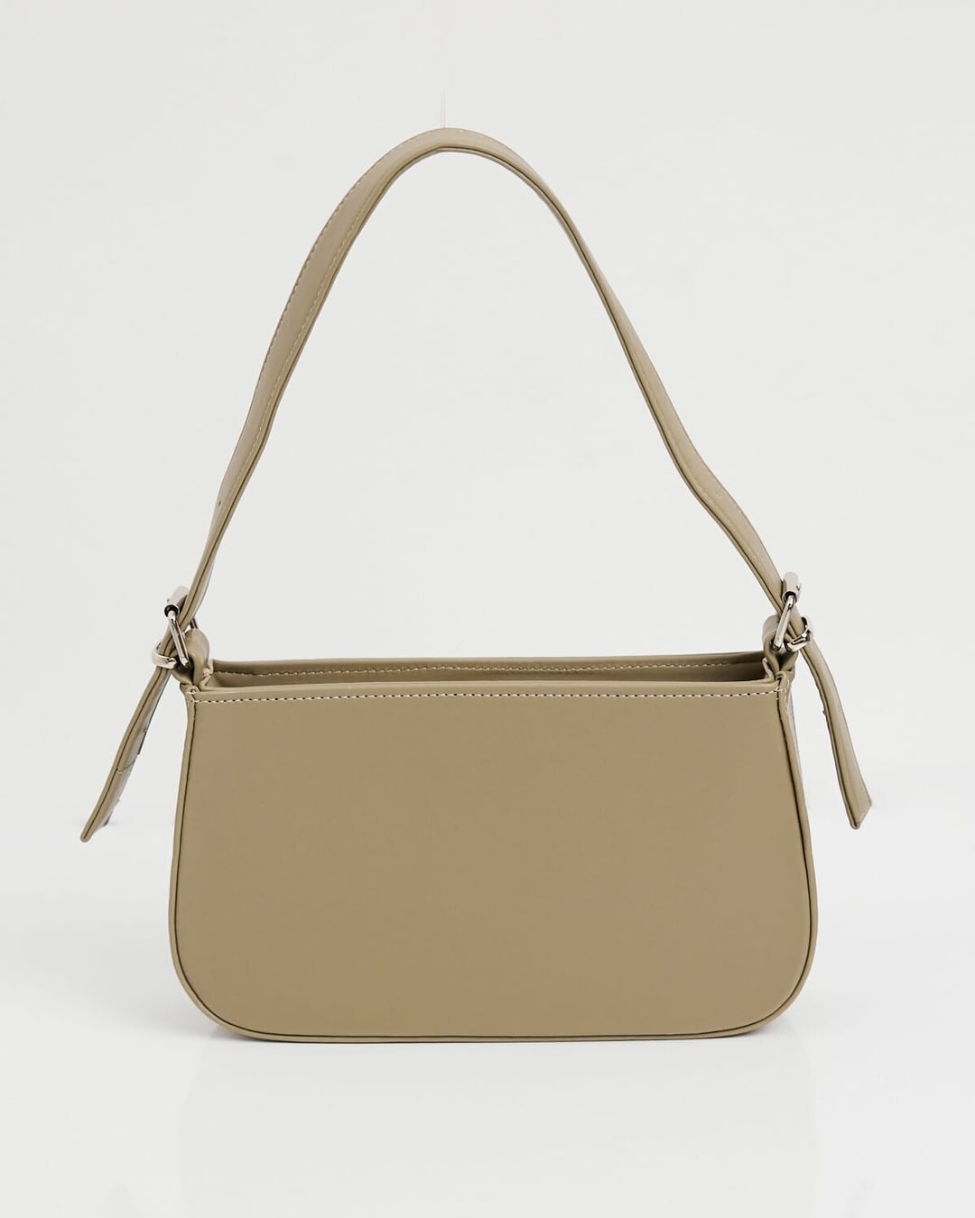 Plain Taupe Faux Leather Shoulder Bag - Bigdart - by Peralane