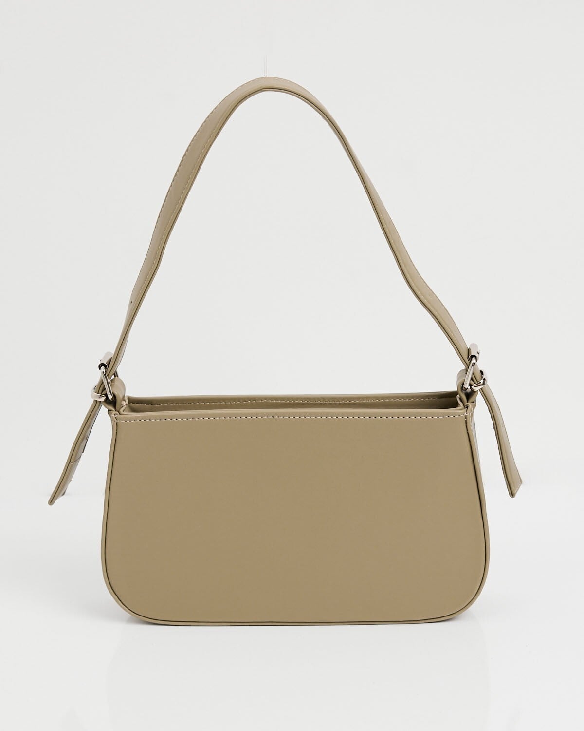 Plain Taupe Faux Leather Shoulder Bag - Bigdart - by Peralane