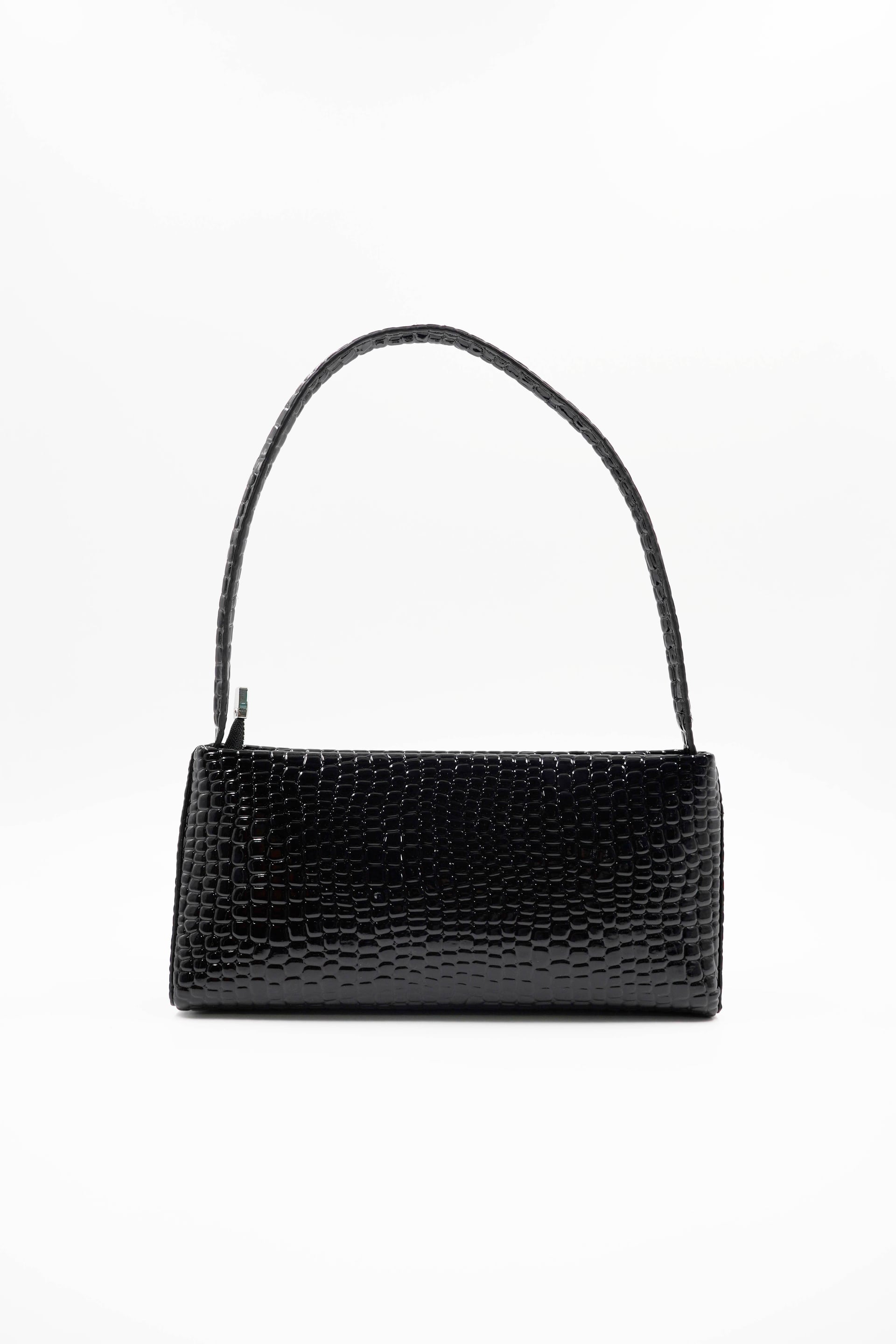 Wilma Black Patterned Patent Leather Women's Shoulder Bag - Aron Atelier - by Peralane - photo 4