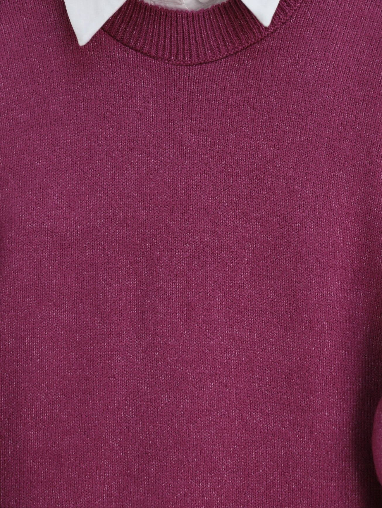 Round Neck Balloon Sleeve Loose Knit Sweater - Dark Purple - Podyumplus - by Peralane - photo 2