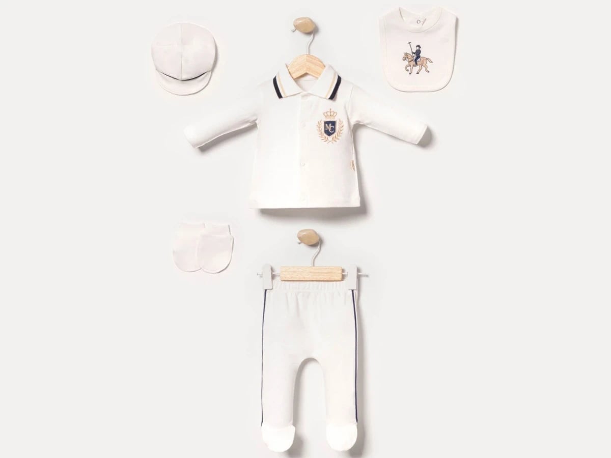 Newborn Baby Boy Hospital Exit Bodysuit Set with Hat – White - Cayzen - by Peralane