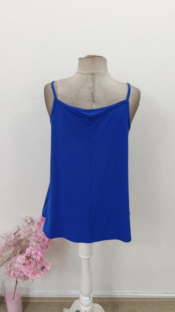 Women's Spaghetti Strap Round Neck Pleated Long Viscose Blouse in Royal Blue - Janes - by Peralane - photo 7