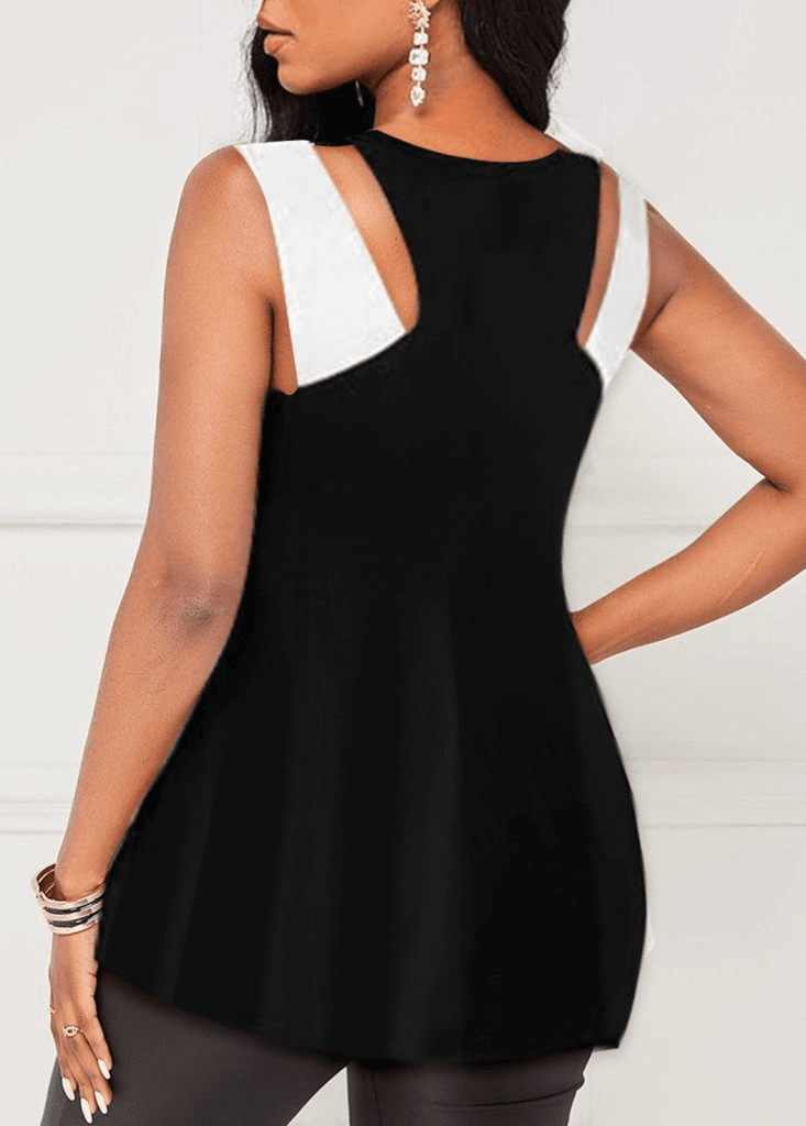Women's Sleeveless Halter Neck Two-Tone Viscose Top - Janes - by Peralane - photo 3